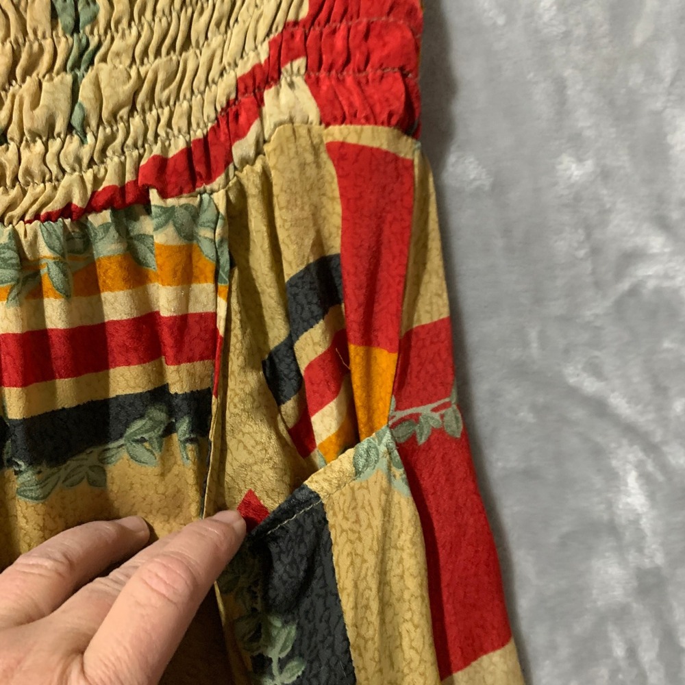 Earthbound Trading Co Boho Patchwork Smocked Wais… - image 5